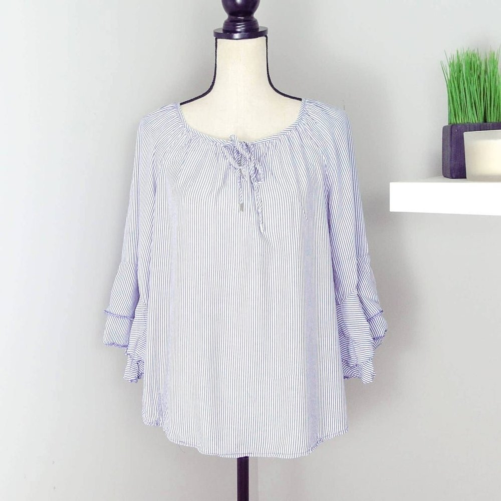 Christopher & Banks Ruffle Sleeve Top